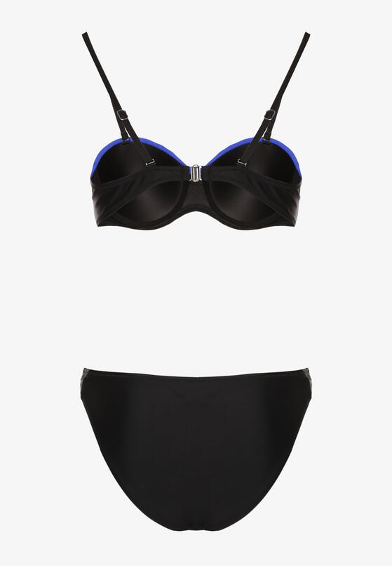 Niebiesko-Czarne Bikini Figi i Usztywniany Biustonosz Ozdobiony Metaliczną Nicią Artellia 6