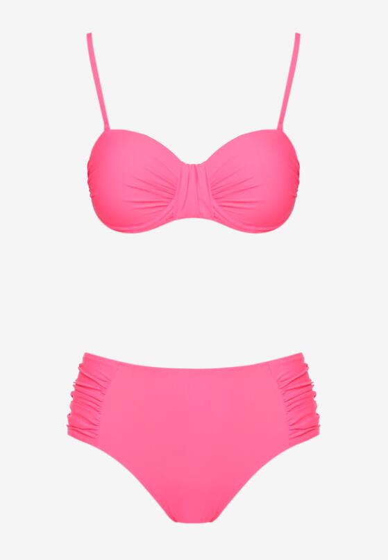 Różowe Bikini Usztywniany Biustonosz i Figi Ozdobione Marszczeniem Eretelli 5