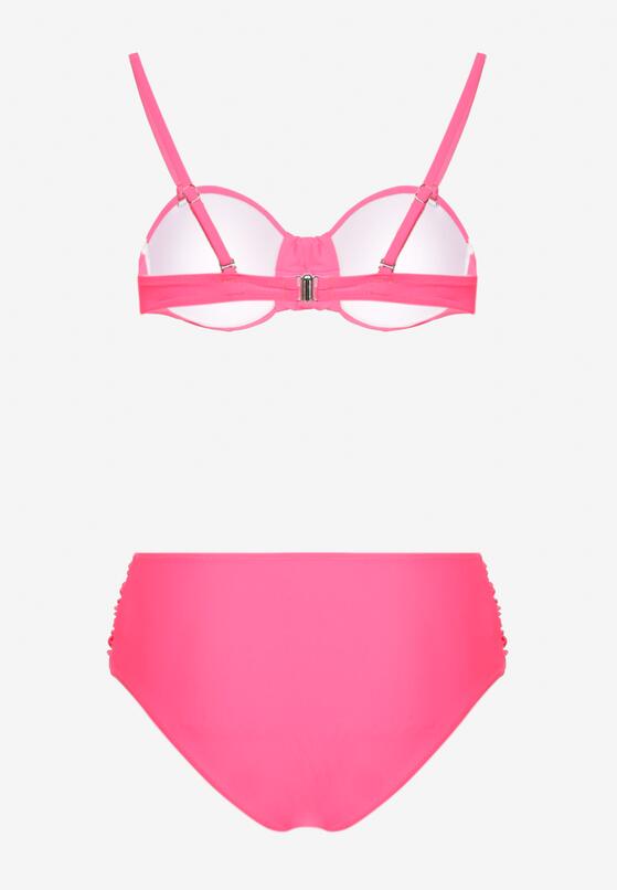 Różowe Bikini Usztywniany Biustonosz i Figi Ozdobione Marszczeniem Eretelli 6