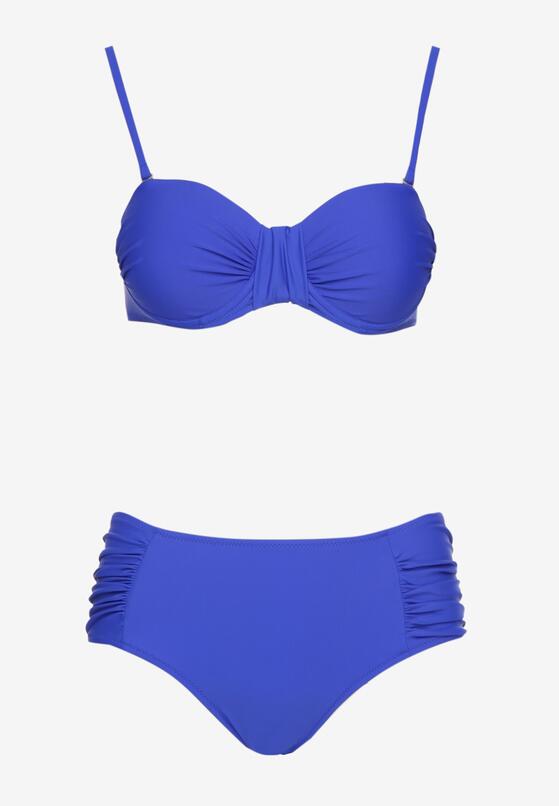 Niebieskie Bikini Usztywniany Biustonosz i Figi Ozdobione Marszczeniem Eretelli 5