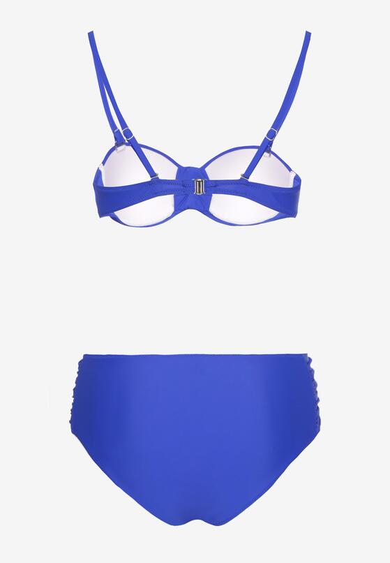 Niebieskie Bikini Usztywniany Biustonosz i Figi Ozdobione Marszczeniem Eretelli 6
