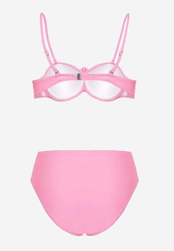 Jasnoróżowe Bikini Biustonosz z Kwiatem 3D i Majtki Typu Figi Telanea 6