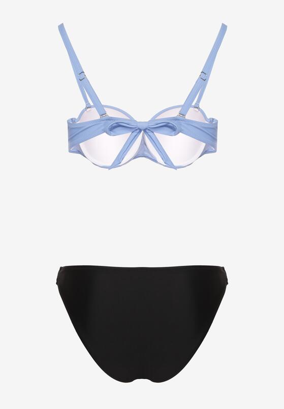Jasnoniebieskie Bikini Biustonosz z Marszczeniem i Majtki Typu Figi Sepeneva 6
