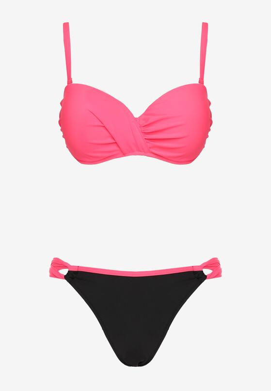 Ciemnoróżowe Bikini Biustonosz z Marszczeniem i Majtki Typu Figi Sepeneva 5