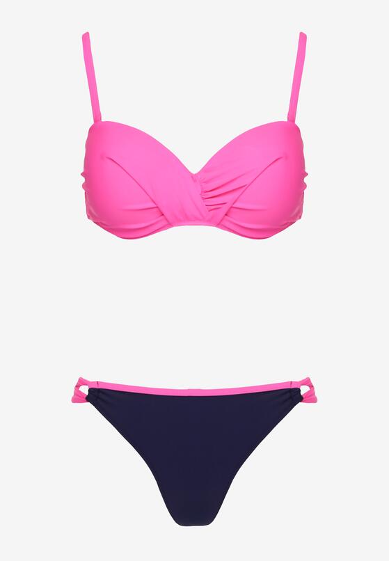 Różowe Bikini Biustonosz z Marszczeniem i Majtki Typu Figi Sepeneva 5