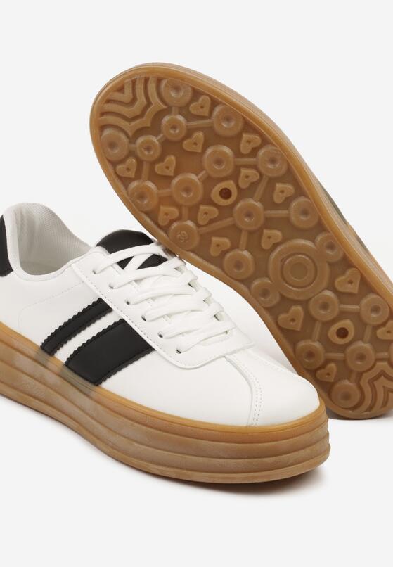 Białe Sneakersy w Stylu Klasycznych Tenisówek z Ozdobnymi Paskami Dellien 6