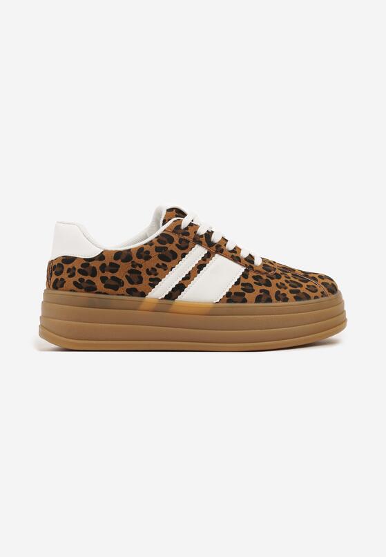 Panterkowe Sneakersy w Stylu Klasycznych Tenisówek z Ozdobnymi Paskami Dellien 4