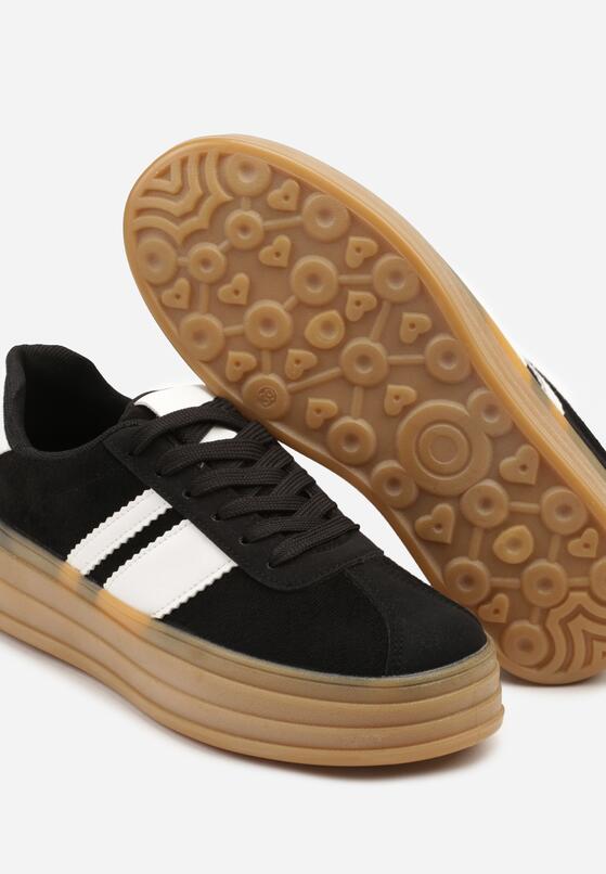 Czarne Sneakersy w Stylu Klasycznych Tenisówek z Ozdobnymi Paskami Dellien 6