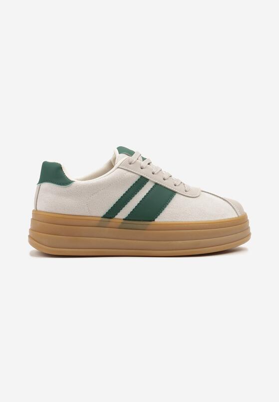 Beżowe Sneakersy w Stylu Klasycznych Tenisówek z Ozdobnymi Paskami Dellien 4