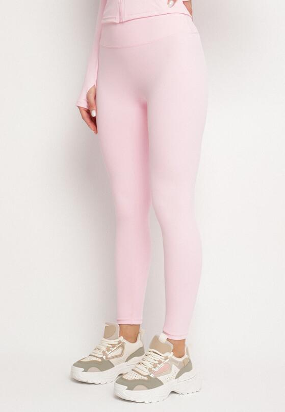 Jasnoróżowy Komplet Sportowy Bluza z Wycięciem na Kciuk i Legginsy Redinelle 4