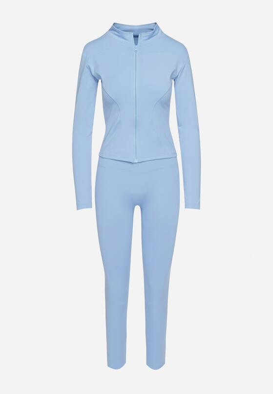 Jasnoniebieski Komplet Sportowy Bluza z Wycięciem na Kciuk i Legginsy Redinelle 6