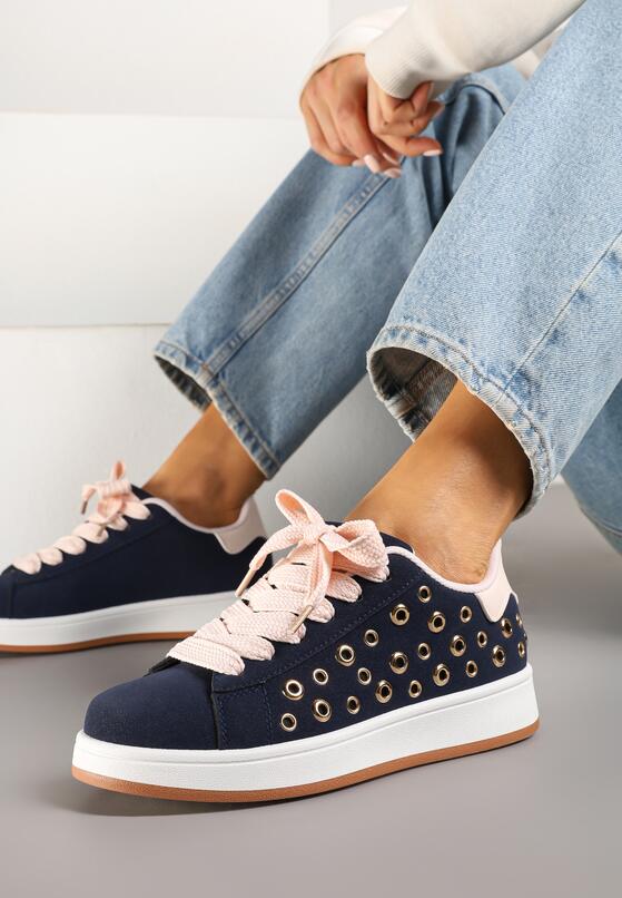 Granatowe Sneakersy Ozdobione Nitami Felorenia 2