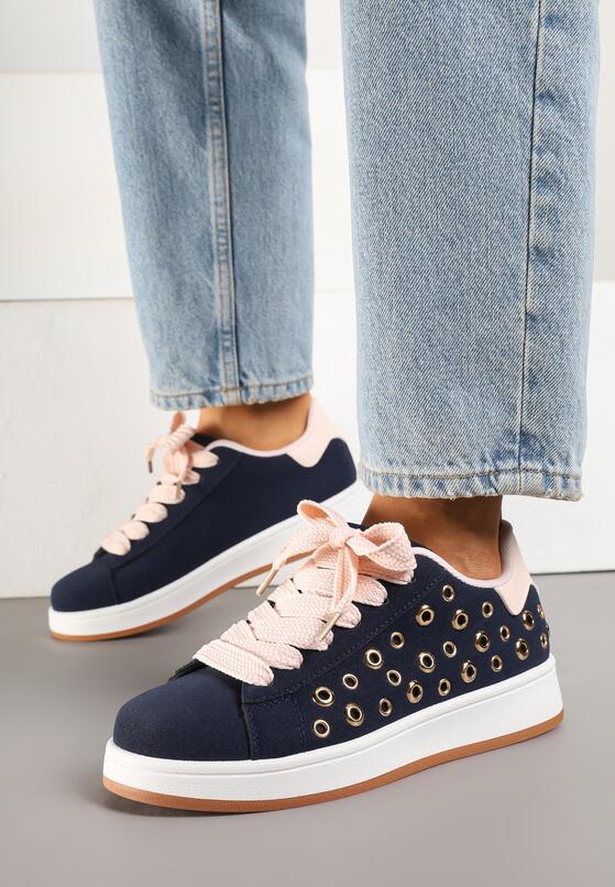 Granatowe Sneakersy Ozdobione Nitami Felorenia 1