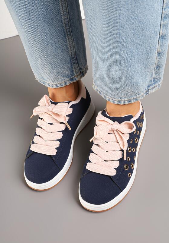 Granatowe Sneakersy Ozdobione Nitami Felorenia 3