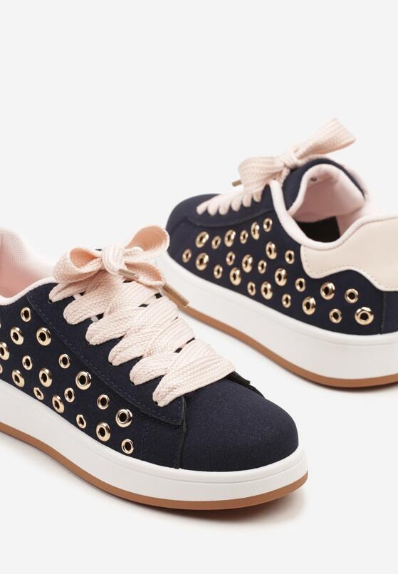 Granatowe Sneakersy Ozdobione Nitami Felorenia 6