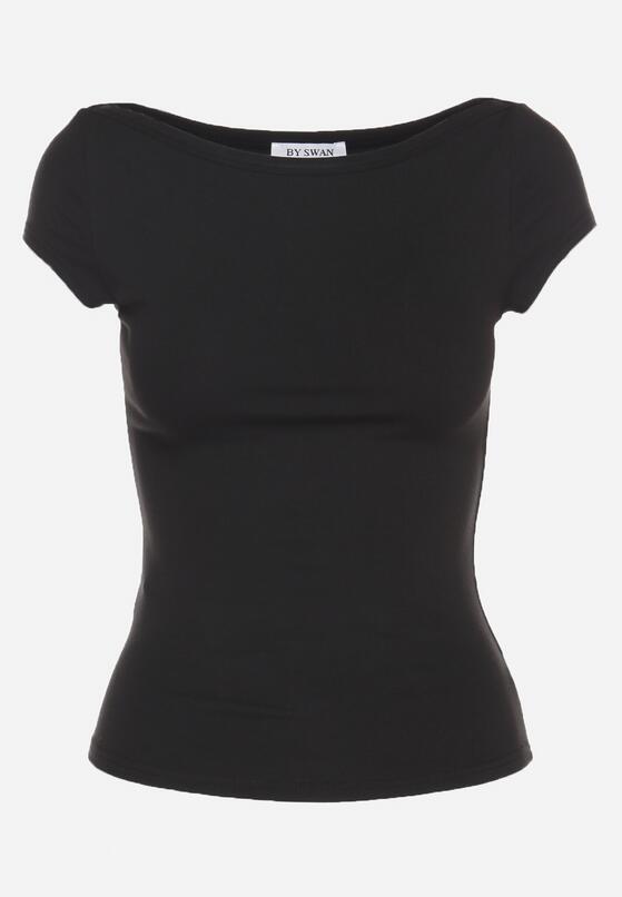 Czarny T-shirt z Bawełny o Dopasowanym Kroju z Dekoltem w Łódkę Galerissa 6