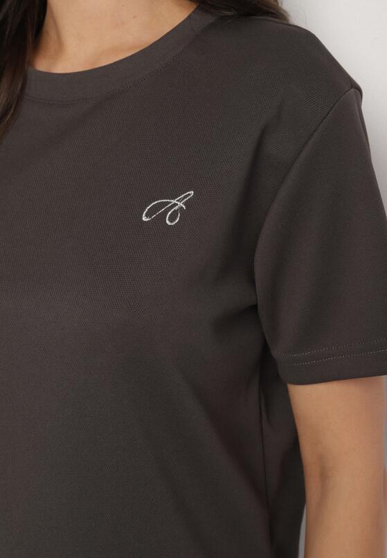 Ciemnoszary T-shirt z Małym Haftem Natavira 5
