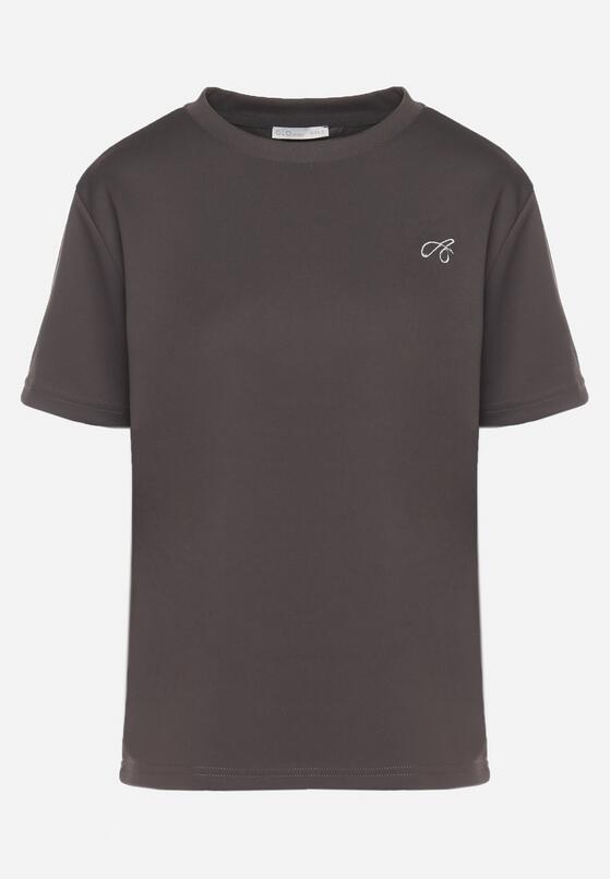 Ciemnoszary T-shirt z Małym Haftem Natavira 6