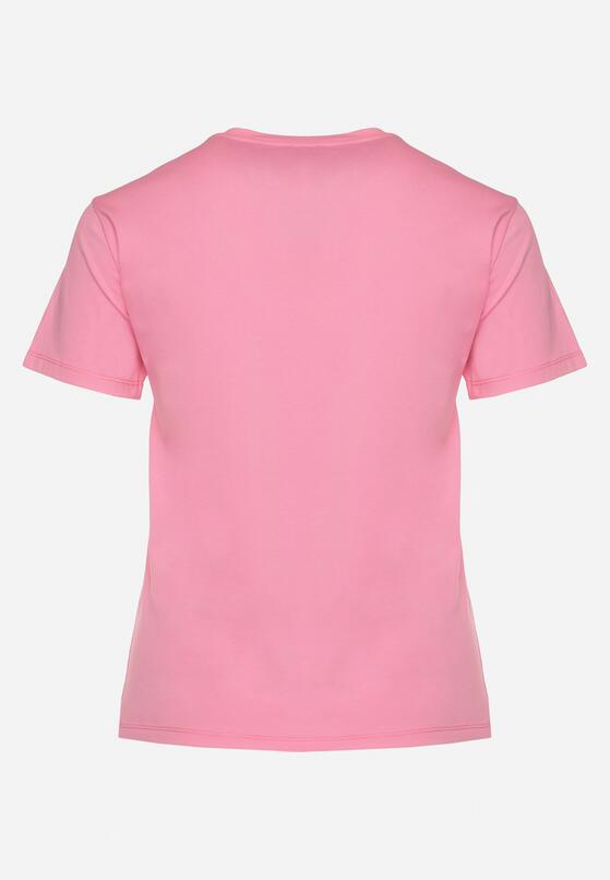 Różowy T-shirt Bawełniany Ozdobiony Cekinami Lirenell 7