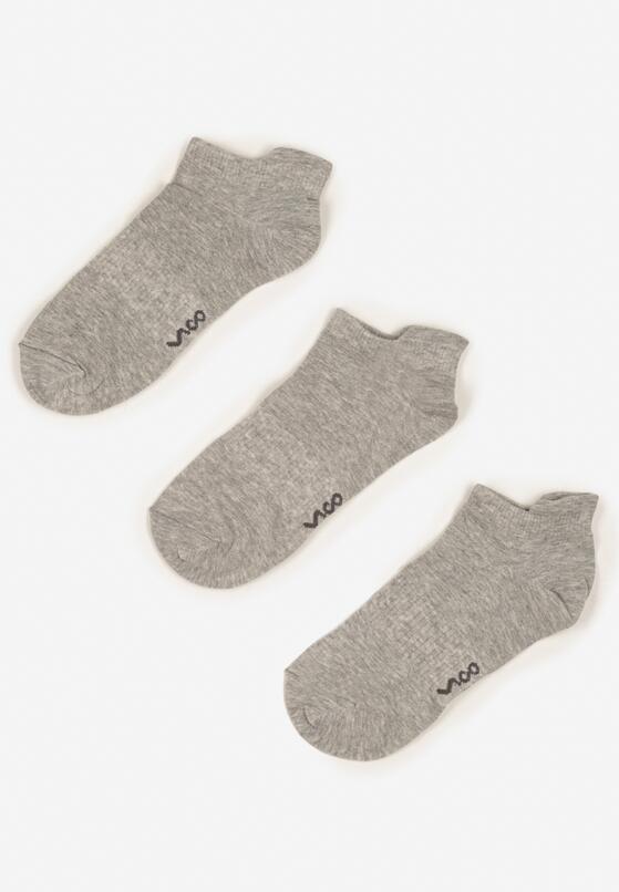 Jasnoszare Bawełniane Skarpety 3 Pack z Napisami Folindria 1