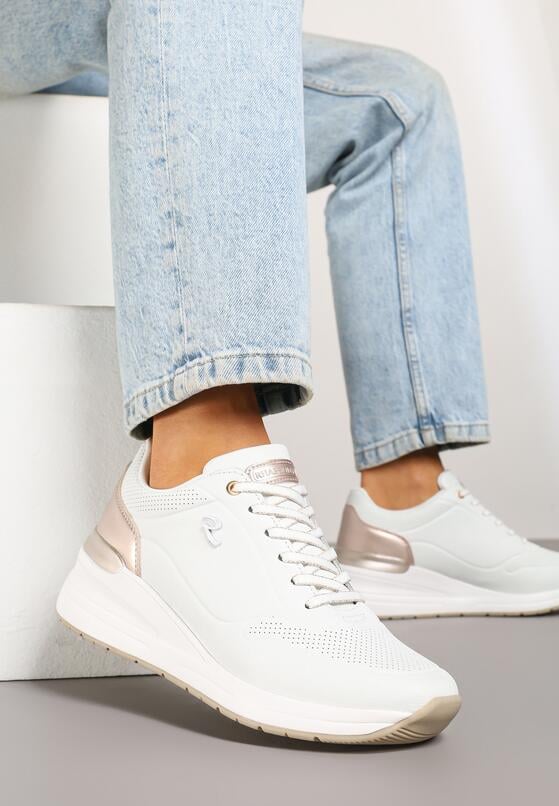 Białe Sneakersy na Koturnie z Ozdobnymi Tłoczeniami Maroriella 2