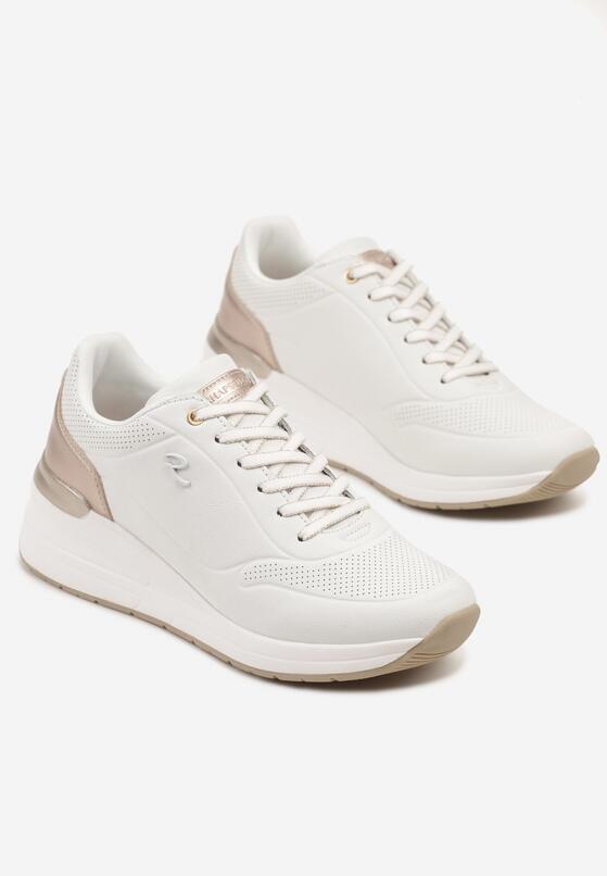 Białe Sneakersy na Koturnie z Ozdobnymi Tłoczeniami Maroriella 5