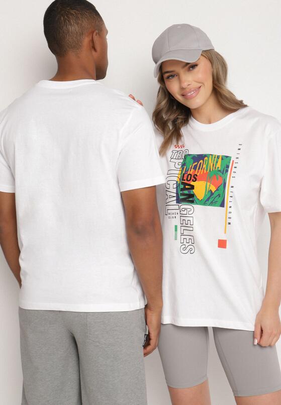 Biała Koszulka T-shirt z Bawełny z Ozdobnym Nadrukiem Savenelle 3