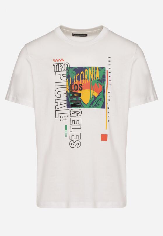 Biała Koszulka T-shirt z Bawełny z Ozdobnym Nadrukiem Savenelle 6
