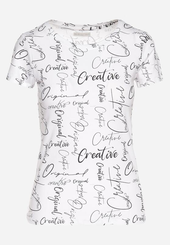 Biały T-shirt z Bawełny Zdobiony Nadrukiem z Napisami Mirindela 6