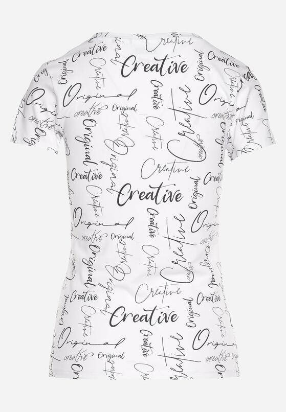 Biały T-shirt z Bawełny Zdobiony Nadrukiem z Napisami Mirindela 7