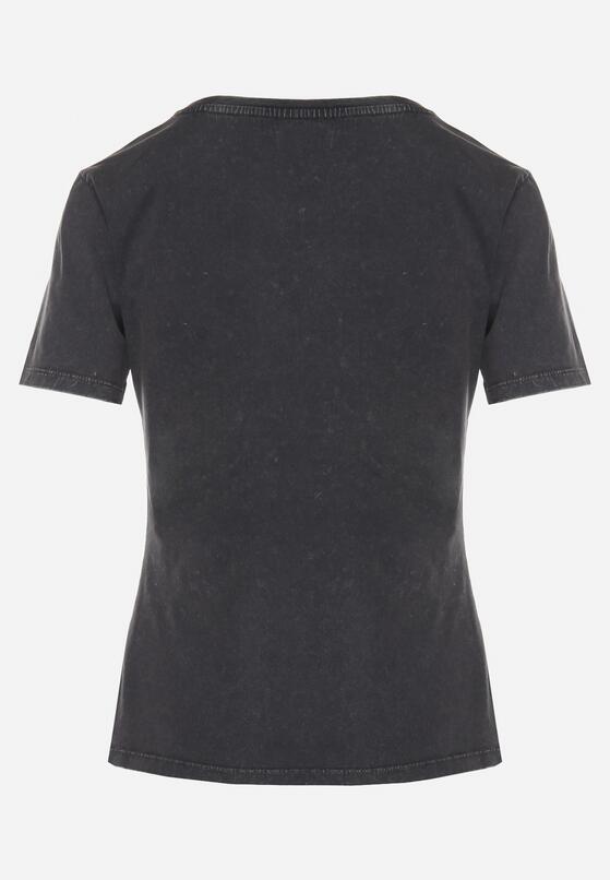 Czarny Bawełniany T-shirt Ozdobiony Nadrukiem Alonera 7