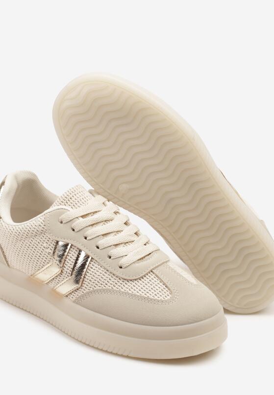 Beżowe Sneakersy z Geometrycznym Wzorem Sadeane 6