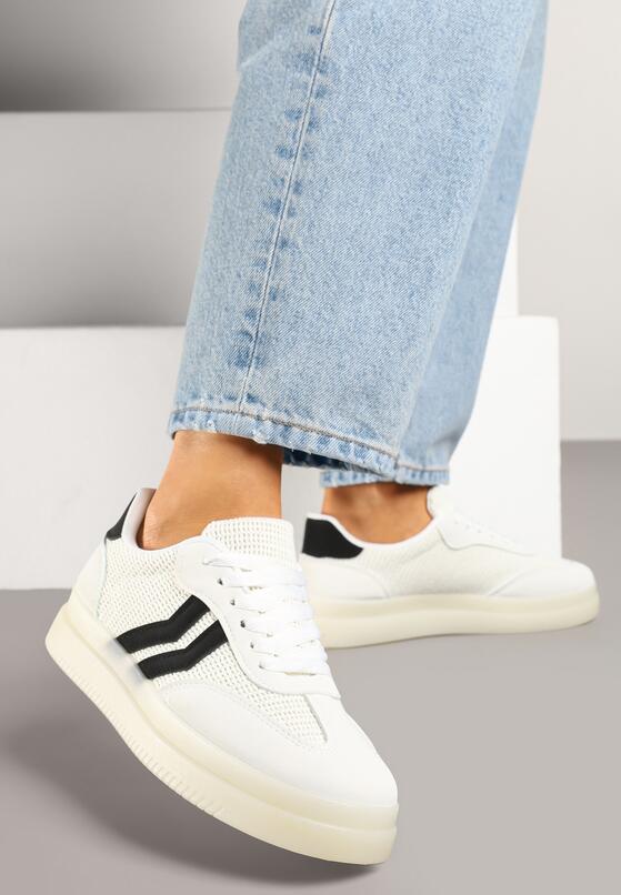 Białe Sneakersy z Geometrycznym Wzorem Sadeane 1