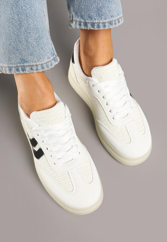 Białe Sneakersy z Geometrycznym Wzorem Sadeane 3