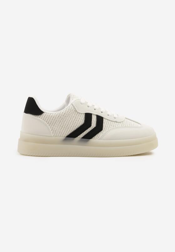 Białe Sneakersy z Geometrycznym Wzorem Sadeane 4