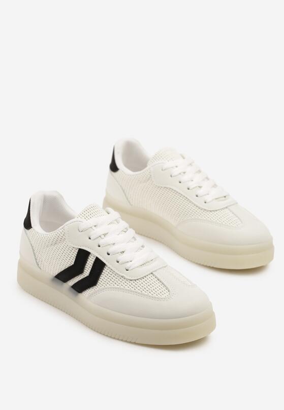 Białe Sneakersy z Geometrycznym Wzorem Sadeane 5