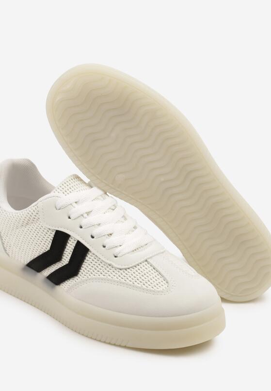 Białe Sneakersy z Geometrycznym Wzorem Sadeane 6