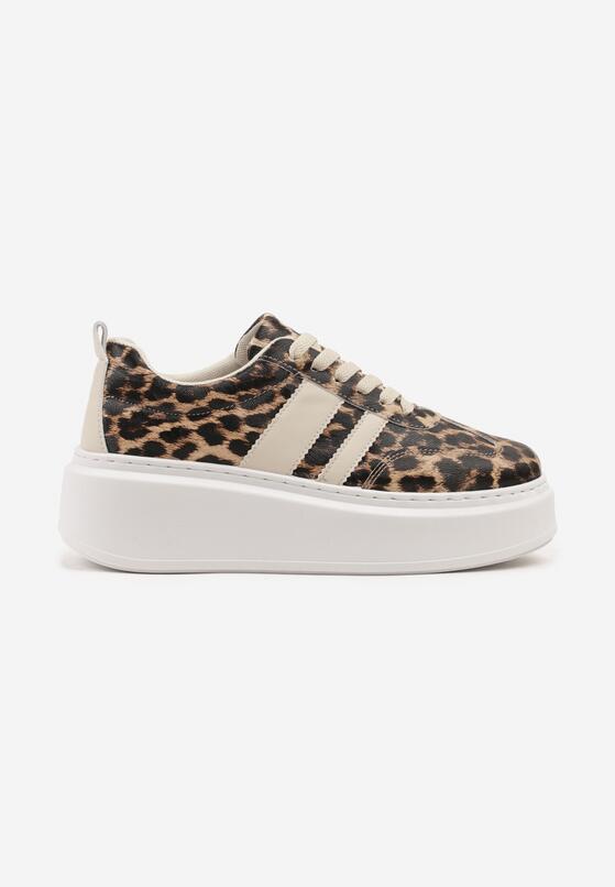 Panterkowe Sneakersy w Stylu Klasycznych Tenisówek na Grubej Podeszwie Rediree 4