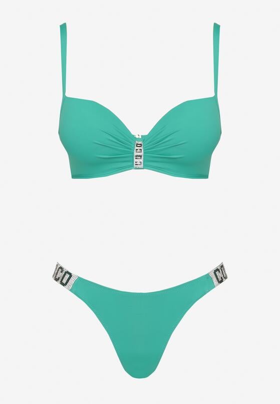 Zielone Bikini Biustonosz i Majtki Figi z Cyrkoniowymi Zdobieniami Galivra 5