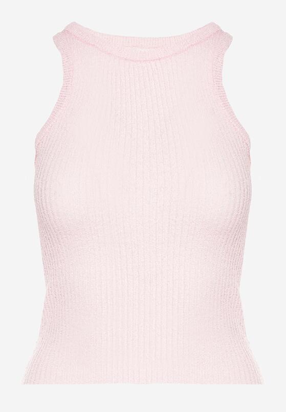 Różowy Top z Prążkowanego Materiału Ovilora 6