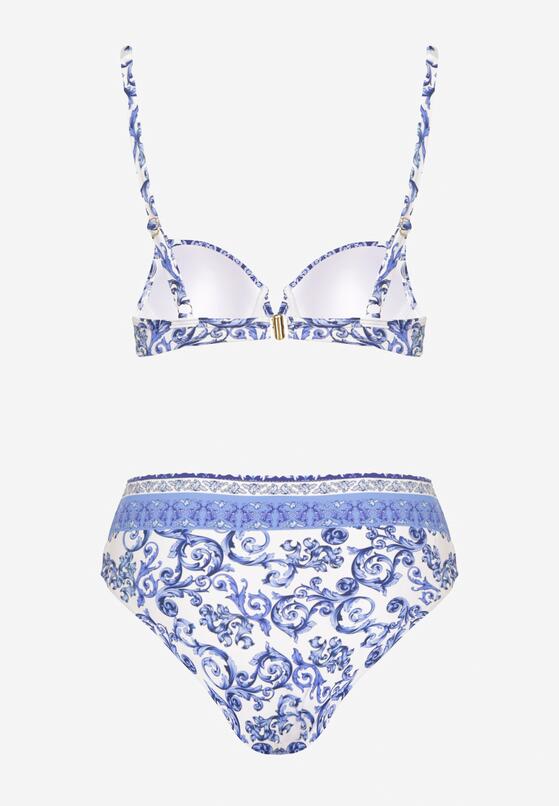 Niebieskie Bikini w Ornamentalny Wzór Biustonosz i Majtki Figi Mirazia 6