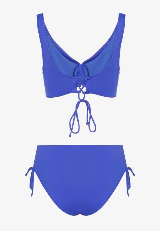 Niebieskie Bikini Majtki Typu Figi i Biustonosz z Ozdobnym Wiązaniem Kinnavia 6