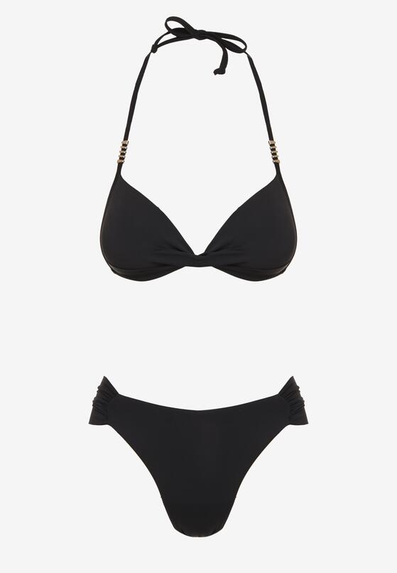Czarne Bikini Biustonosz Push Up z Wiązaniem i Majtki Figi Miraviela 5