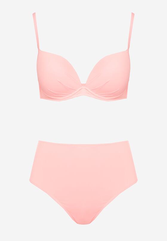 Różowe Klasyczne Bikini Majtki Typu Figi i Biustonosz Natinela 5