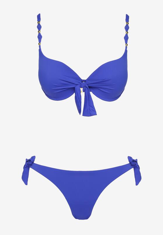 Niebieskie Bikini Biustonosz i Majtki Ozdobione Wiązaniem Uloselira 5