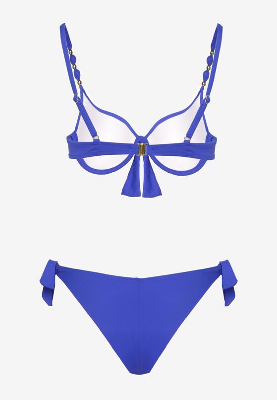 Niebieskie Bikini Biustonosz i Majtki Ozdobione Wiązaniem Uloselira 6