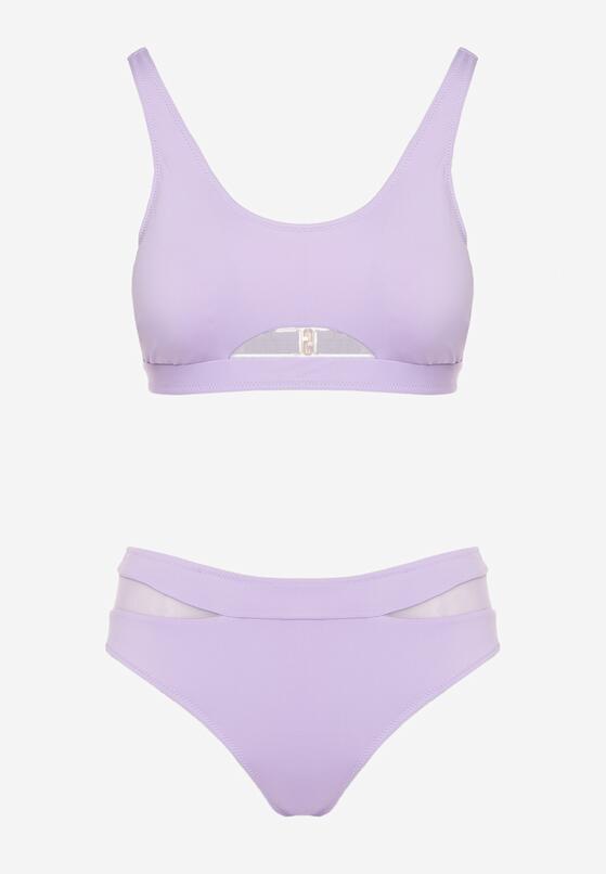 Fioletowe Bikini Majtki Figi i Biustonosz z Siateczkową Wstawką Natenira 5