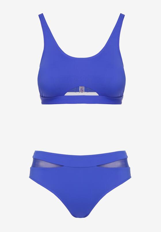 Niebieskie Bikini Majtki Figi i Biustonosz z Siateczkową Wstawką Natenira 5