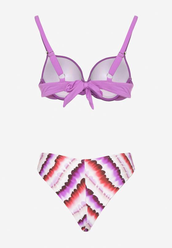 Fioletowo-Różowe Bikini Biustonosz i Majtki Typu Figi z Nadrukiem Natimela 6