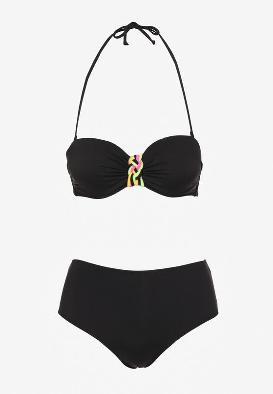 Czarne Bikini Biustonosz z Geometrycznym Wzorem Majtki Typu Figi Ulosalia 5